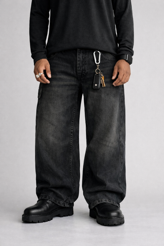 Washed Black  Wide-Leg Denim